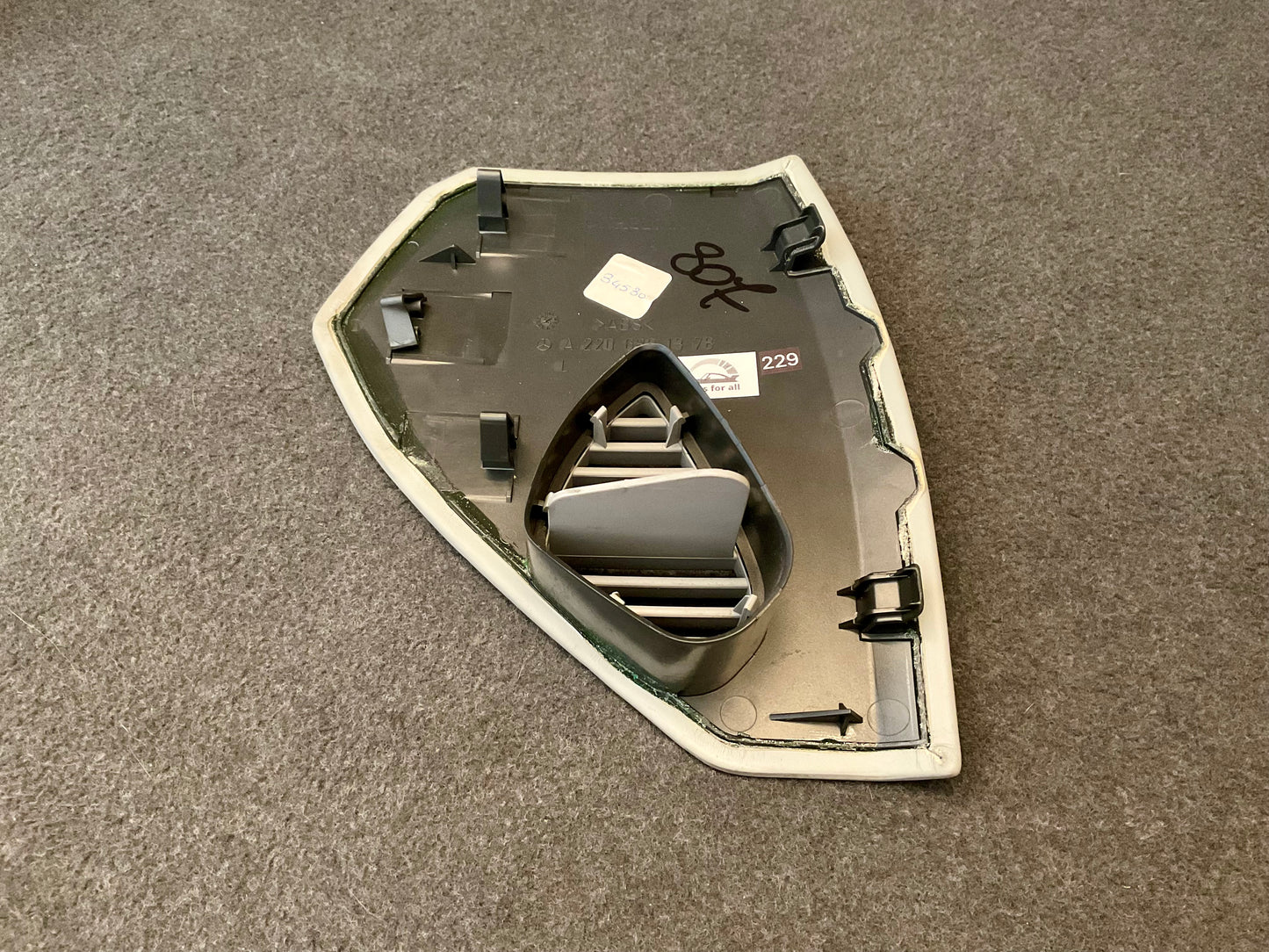 OEM Used Mercedes W220 S-class left side cover/trim for dashboard (gray) A2206801378 #229