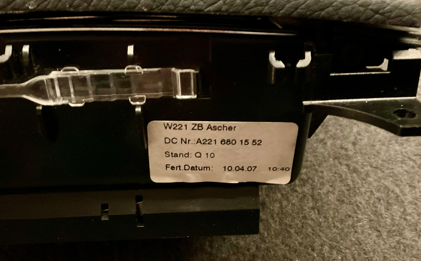 OEM Used Mercedes w221 S-class front senter console ashtray A2216801552 (black leather) #104