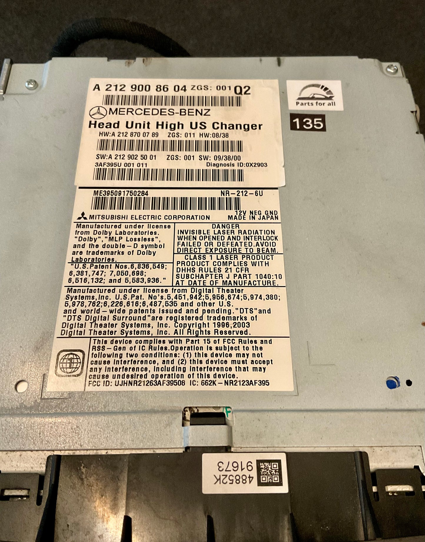 OEM Used Mercedes W212 E-class command unit/CD changer A2129008604 #135