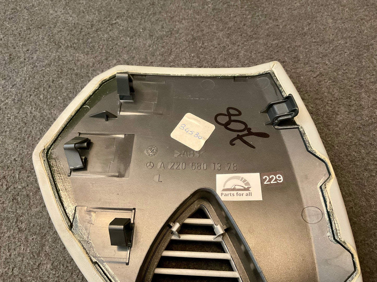 OEM Used Mercedes W220 S-class left side cover/trim for dashboard (gray) A2206801378 #229